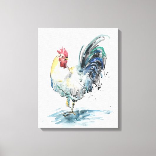 Rooster Splash - Waterverf Canvas Afdruk (Voorkant)