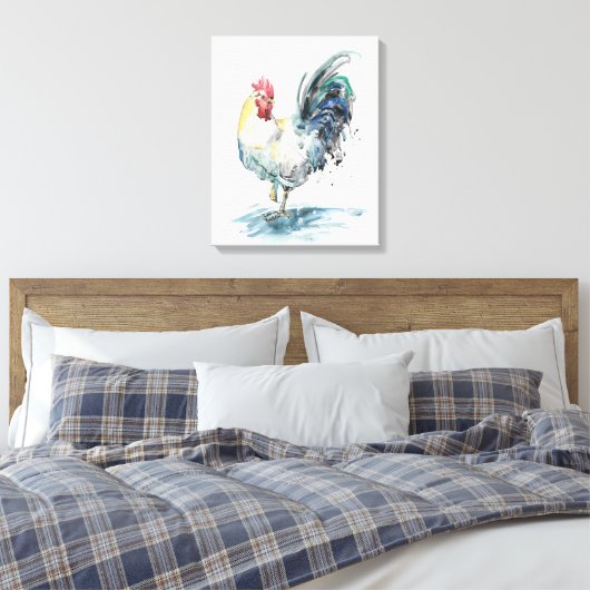 Rooster Splash - Waterverf Canvas Afdruk (Insitu (Slaapkamer))