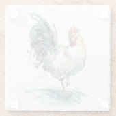 Rooster Splash - Waterverf Glazen Onderzetter (Achterkant)