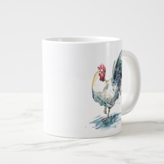 Rooster Splash - Waterverf Grote Koffiekop (Voorkant rechts)