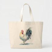 Rooster Splash - Waterverf Grote Tote Bag (Voorkant)