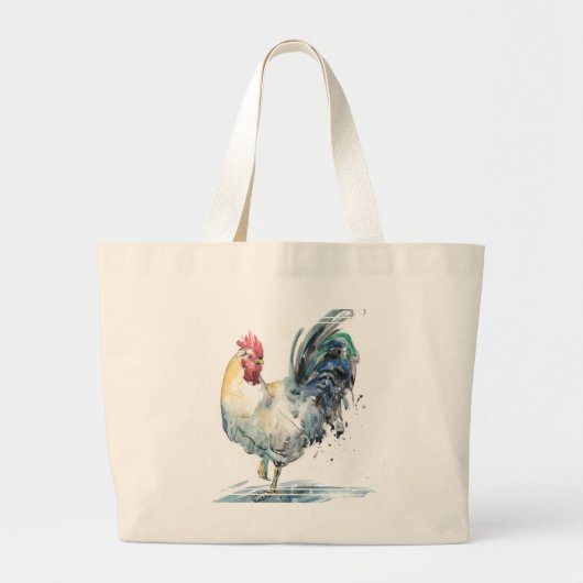 Rooster Splash - Waterverf Grote Tote Bag (Voorkant)