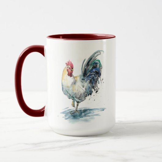 Rooster Splash - Waterverf Mok (Links)