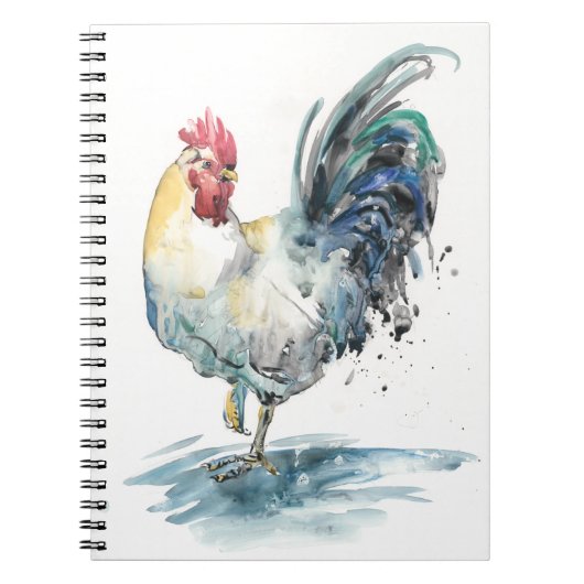 Rooster Splash - Waterverf Notitieboek (Voorkant)