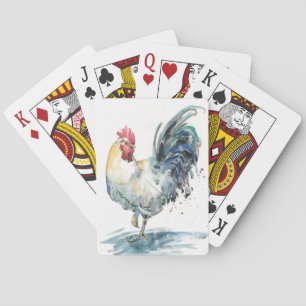 Rooster Splash - Waterverf Pokerkaarten
