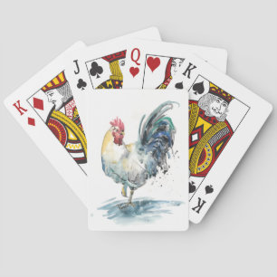 Rooster Splash - Waterverf Pokerkaarten