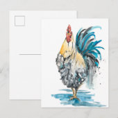 Rooster Splash - Waterverf Portret Briefkaart (Voorkant / Achterkant)