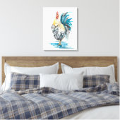 Rooster Splash - Waterverf Portret Canvas Afdruk (Insitu (Slaapkamer))