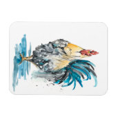 Rooster Splash - Waterverf Portret Magneet (Horizontaal)