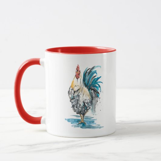 Rooster Splash - Waterverf Portret Mok (Links)