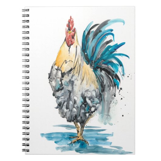 Rooster Splash - Waterverf Portret Notitieboek (Voorkant)