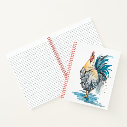 Rooster Splash - Waterverf Portret Notitieboek (Binnen)