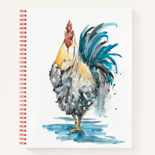 Rooster Splash - Waterverf Portret Notitieboek (Voorkant)