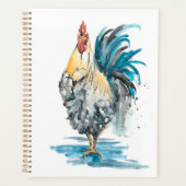 Rooster Splash - Waterverf Portret Planner (Voorkant)