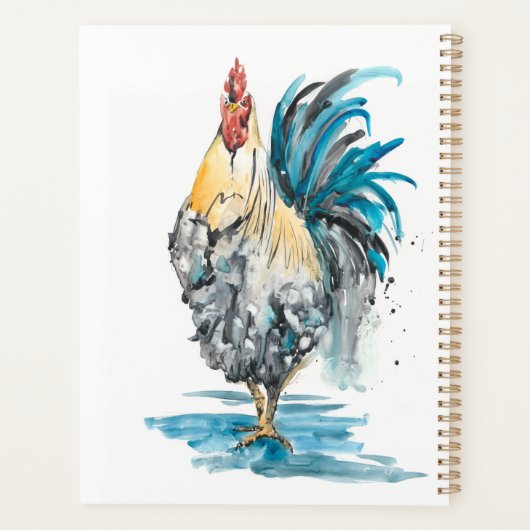 Rooster Splash - Waterverf Portret Planner (Achterkant)
