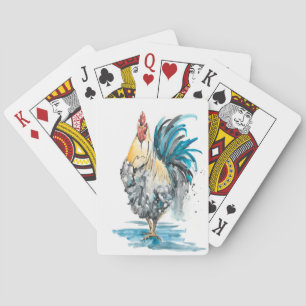 Rooster Splash - Waterverf Portret Pokerkaarten