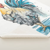 Rooster Splash - Waterverf Portret Sherpa Deken (3/4)