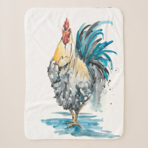 Rooster Splash - Waterverf Portret Sherpa Deken