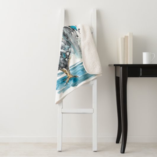 Rooster Splash - Waterverf Portret Sherpa Deken (In situ)