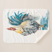 Rooster Splash - Waterverf Portret Sherpa Deken (Voorkant (horizontaal))