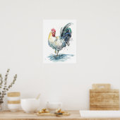 Rooster Splash - Waterverf Poster (Keuken)