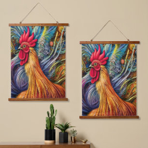 Rooster Splendor - Ongeëvenaarde Majesteit Hangend Wandkleed