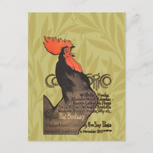 Rooster Steinlen Cocorico French Art Briefkaart (Voorkant)