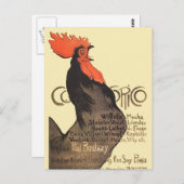 Rooster Steinlen Cocorico French Art Briefkaart (Voorkant / Achterkant)