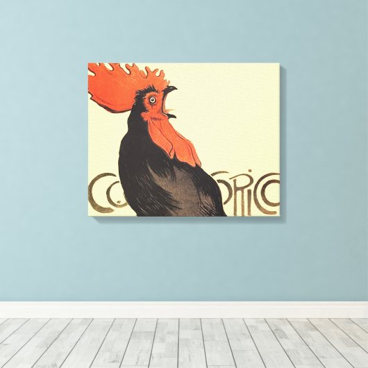 Rooster Steinlen Cocorico French Art Canvas Afdruk (Insitu (Houten vloer))