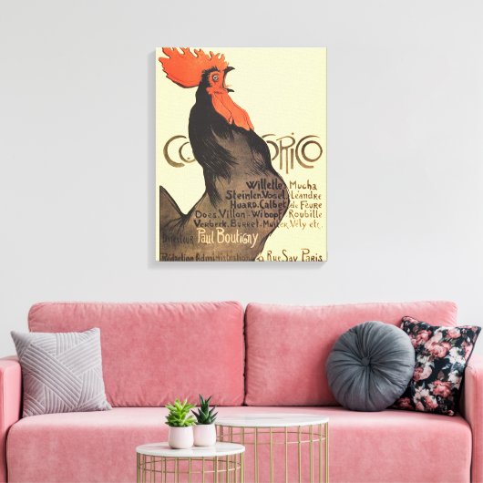 Rooster Steinlen Cocorico French Art Canvas Afdruk (Insitu (Woonkamer))