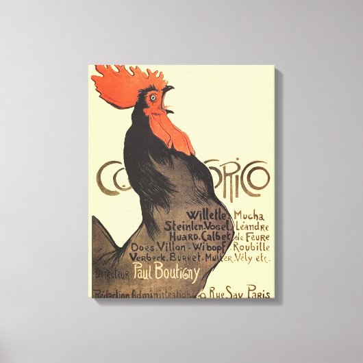Rooster Steinlen Cocorico French Art Canvas Afdruk (Voorkant)