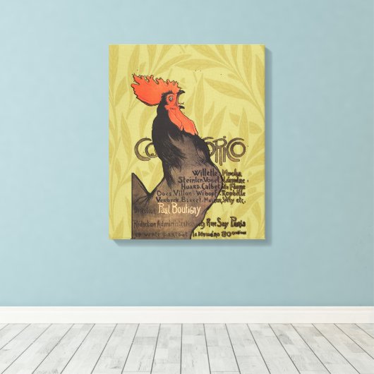 Rooster Steinlen Cocorico French Art Canvas Afdruk (Insitu (Houten vloer))