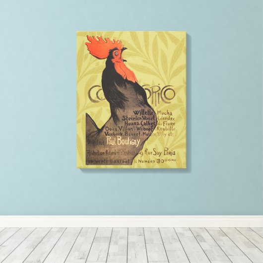 Rooster Steinlen Cocorico French Art Canvas Afdruk (Insitu (Houten vloer))