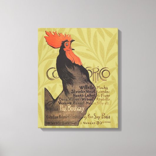 Rooster Steinlen Cocorico French Art Canvas Afdruk (Voorkant)