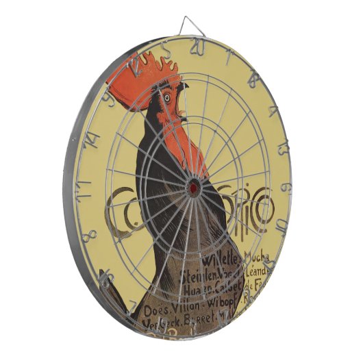 Rooster Steinlen Cocorico French Art Dartbord (Voorkant Links)