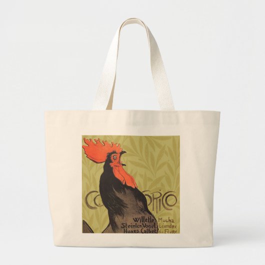 Rooster Steinlen Cocorico French Art Grote Tote Bag (Voorkant)