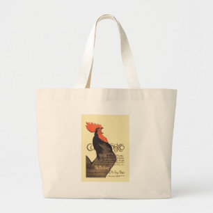 Rooster Steinlen Cocorico French Art Grote Tote Bag