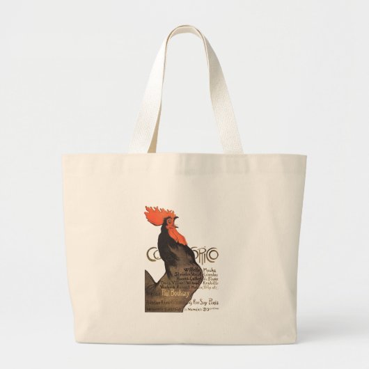 Rooster Steinlen Cocorico French Art Grote Tote Bag (Voorkant)