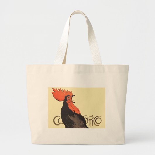 Rooster Steinlen Cocorico French Art Grote Tote Bag (Voorkant)
