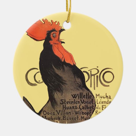 Rooster Steinlen Cocorico French Art Keramisch Ornament (Voorkant)