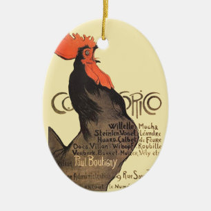 Rooster Steinlen Cocorico French Art Keramisch Ornament