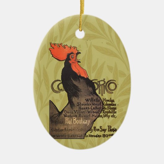 Rooster Steinlen Cocorico French Art Keramisch Ornament (Voorkant)