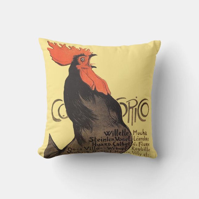 Rooster Steinlen Cocorico French Art Kussen (Voorkant)