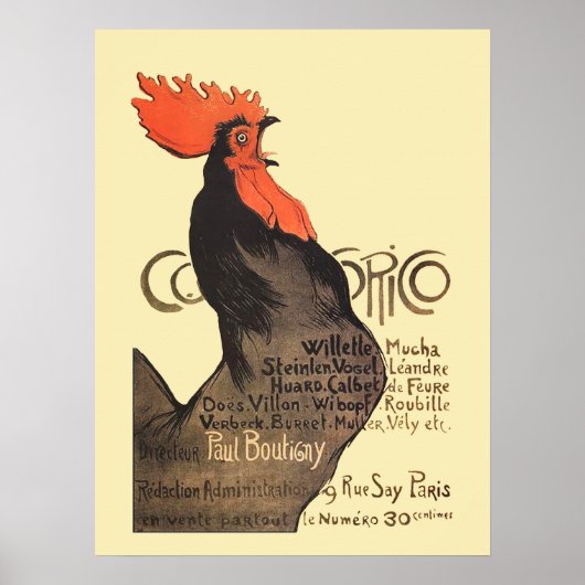 Rooster Steinlen Cocorico French Art Poster (Voorkant)