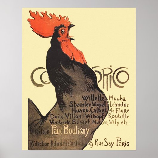 Rooster Steinlen Cocorico French Art Poster (Voorkant)