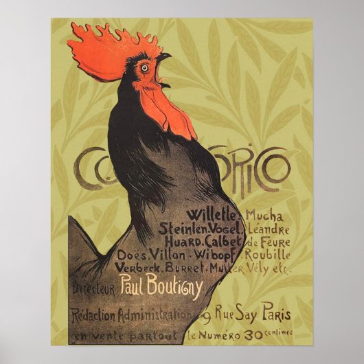 Rooster Steinlen Cocorico French Art Poster (Voorkant)