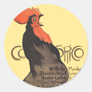 Rooster Steinlen Cocorico French Art Ronde Sticker