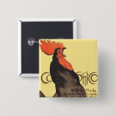 Rooster Steinlen Cocorico French Art Vierkante Button 5,1 Cm (Voorkant /achterkant)