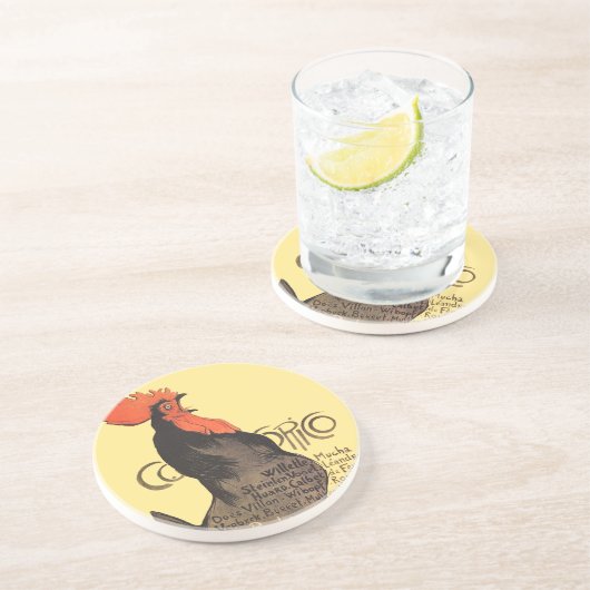 Rooster Steinlen Cocorico French Art Zandsteen Onderzetter (Zijkant)