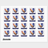 Rooster strepen Square Sticker (Vel)
